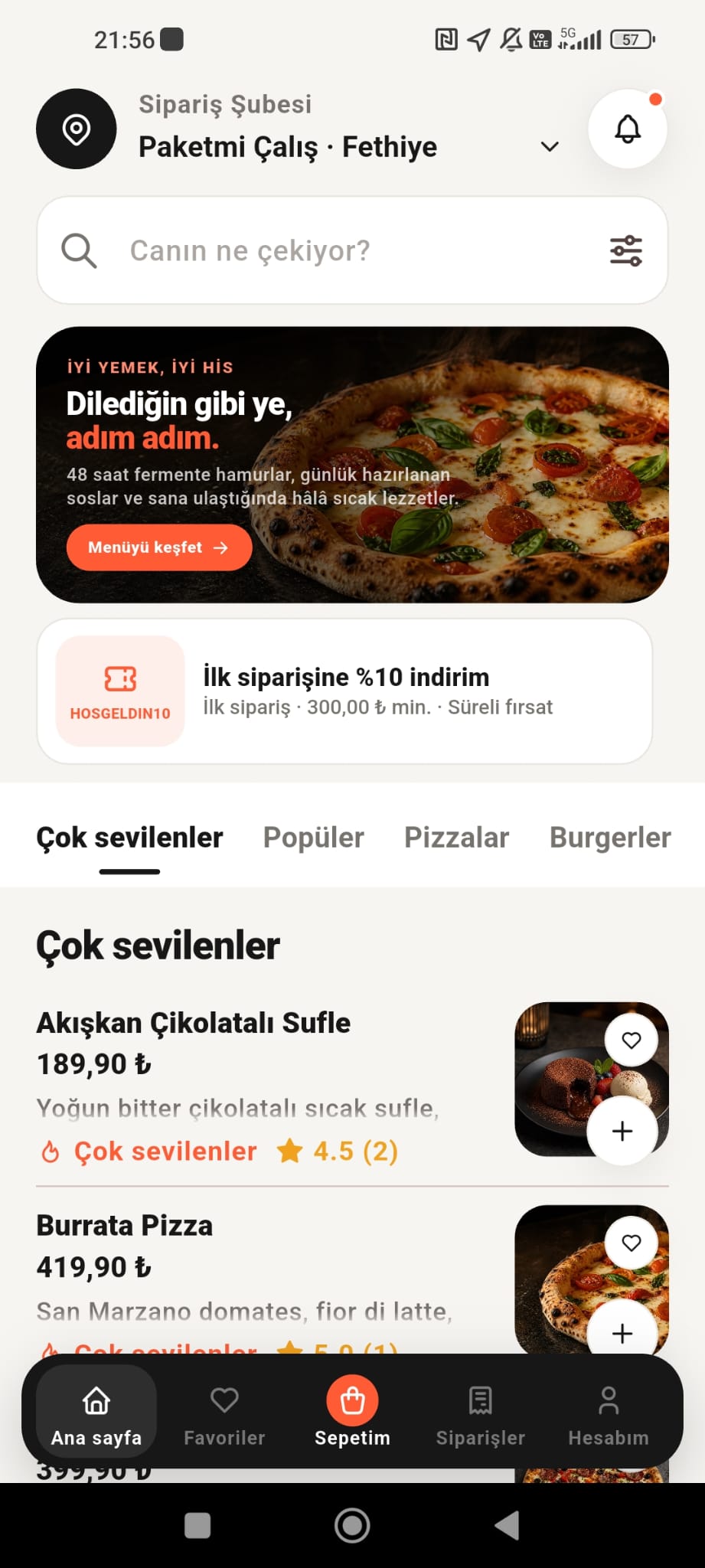 Paketmi müşteri sipariş uygulaması ana sayfası
